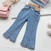 Jeans para Niña 2026 Primavera y Otoño Nuevo Estilo Coreano Pantalones Acampanados Divididos de Mezclilla para Niños Atuendo de Otoño