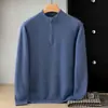 Suéter Base Masculino de Cashmere Gola Meia-Alta com Meio Zíper Cor Sólida Malha Solta Outono/Inverno 2026
