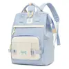 Novo Estilo Blocos de Cor Suaves Multi-Compartimentos Armazenamento Dividido Mochila para Mãe com Crianças Caminhando Passeando Mochila Portátil para Mamãe com Crianças