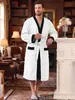 Amazon Ropa de Baño Casual de Felpa Espiga Americana Europea con Doble Bolsillo Bata de Baño Hotel Resort Cinturón de Corbata Bata Larga Ropa de Casa