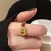Anillo de Calabaza de Turmalina con Cuentas para Mujer, Estilo Año Nuevo Otoño/Invierno 2026, Anillo para Dedo Índice, Diseño de Nicho, Sensación de Alta Gama