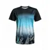 Camiseta com estampa de plantas e flores estilo Sudeste Asiático para homens, top casual de manga curta com gola redonda estilo étnico