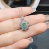 Venta al por mayor de fábrica Popular Colgante de Esmeralda Natural Plata S925 Incrustado Piedra Principal 4*6 Joyería de Lujo Venta Directa de Fábrica