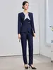 Traje de Negocios Azul Marino para Mujer, Otoño/Invierno, Adecuado para Hotel, Restaurante, Recepción de Eventos y Uniforme de Trabajo de Consultor Médico Estético
