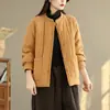 Chaqueta Acolchada de Invierno Retro Literaria para Mujer Abrigo de Algodón Moda Literaria Individualista Ropa Corta de Algodón para Mujer