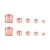 Unhas Postiças Estilo Francês com Glitter Fino e Borda Dourada para Comércio Exterior, Adesivos Clareadores para Unhas dos Pés Rosa Nude Brilhantes de Verão, Conjunto Misto de Nail Art com 24 Peças