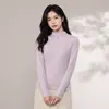 Camiseta térmica base de otoño e invierno, gruesa, sin costuras, con forro polar, cuello medio alto, adelgazante y versátil, top interior