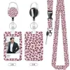 Porta-Crachá Transfronteiriço com Estampa de Leopardo, Crachá de Funcionário Estilo Ins, Crachá de Identificação de Trabalho com Cordão, Clipe Traseiro de Metal, Porta-Crachá Retrátil