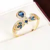 Anillo de Corona de Zirconia de Lujo para Dama con Diseño de Gota de Agua, Estilo Minimalista Elegante y con Estilo, Anillo de Cobre Puro para Dedo Índice, Venta al por Mayor de Joyería