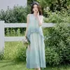 Nuevo Vestido Elegante de Estilo Chino Nacional con Degradado sin Mangas Verano 2026 Nuevo Vestido Largo Casual Holgado para Mujer
