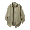 Jaqueta Camisa Fina de Manga Longa para Primavera e Outono para Homens, Nova Blusa Tendência Lisa Solta, Estilo Hong Kong Bonita Casual