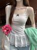 Diseño de Costuras de Encaje Dobladillo Chaleco Sling para Mujer Verano Camiseta Base Apilada Reductor de Edad Top sin Mangas Antideslizante