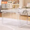 Caja de almacenamiento de plástico, contenedor de almacenamiento transparente con tapa, para juguetes, ropa y artículos del hogar, caja organizadora de capacidad extragrande
