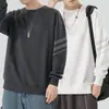 Moletom masculino, novo estilo primavera e outono, gola redonda, corte solto, espessado, sem capuz, blusa de puxar, jaqueta masculina de manga comprida, versátil