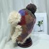 Gorro de punto Lei Feng con bola de pelo retro estilo coreano para mujer, forro polar de invierno, resistente al frío, cálido, de lana, con protección para los oídos, a la moda