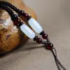 Cordón para Colgante Hecho a Mano con un Amuleto de Paz, Colgante de Jade, Figura de Buda, Collar de Ágata Roja del Sur, Colgante de Cuenta Dzi y Cordón para Colgante de Jade