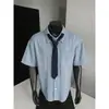 Camisa de verano con textura y rayas verticales para hombre, moderna y elegante, diseño versátil y casual, camisa de manga corta