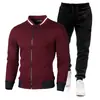 Chegada Nova Suéter com Gola Zíper Jaqueta Suéter Masculina Xadrez Cor Sólida Conjunto Cardigan