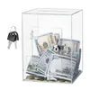 Cofrinho de Acrílico Personalizado com Fechadura, Caixa de Poupança Transparente, Urna, Caixa de Sugestões, Caixa para Arrecadação de Fundos e Doações