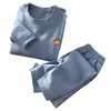 Conjunto de ropa interior térmica sin costuras para niños con cuello medio-alto, nuevo estilo de otoño, a rayas, engrosado, cálido, para niños y niñas