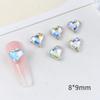 Joias de unha pêssego torto coração ponta inferior joia de diamante 8 * 9mm popular na internet amor Super Brilhante unha coração torto diamante atacado