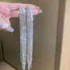 Pendientes de Borla con Flor de Zircón de Aguja de Plata Transfronterizos, Pendientes de Moda y Elegantes, Pendientes de Lujo Ligero y de Gama Alta, Diseño de Nicho