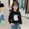 H2053# camiseta suelta de manga larga estilo western para niñas nueva de otoño ropa grande para niños niñas niños top transpirable camiseta