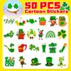 Calle 50. Pegatinas de Trébol Transfronterizas del Tema de Patrick para Niños Dibujos Animados Sombrero Verde Irlandés Pegatinas para Fiesta