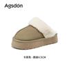 Pantuflas Augu Shiden con Forro de Lana para Mujer 2026 Nuevas de Invierno Mules de Suela Gruesa sin Cierre Pantuflas de Algodón Espeso Peludas para la Nieve
