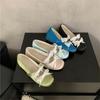 Zapatos planos de punta redonda con realce interior, satén azul suave y lazo de encaje para mujer, primavera 2025, zapatos de ballet Mary Jane