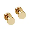 Aretes de acero inoxidable con barra para piercing cross-border, aretes tipo mancuerna con forma de I, aretes redondos tipo pastel, joyería de acero de titanio con tornillo de rosca retorcida, venta al por mayor