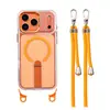 Suporte Magnético Versátil Capa de Celular com Cordão Adequado para Apple 17Promax Alta Transparência Modelo de Exportação 15 14/13