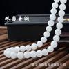 Pulseira de Jaspe Hetian Natural 8mm Verde Espinafre Corrente Mãe Folha Colar de Jade Branco Jaspe Jade Hetian Atacado