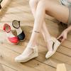 Sandalias de Tacón de Cuña Nuevas de Verano 2025 para Mujer Cruzadas de Una Tira Romanas de Tacón Alto Sandalias de Comercio Exterior Sandalias de Moda Estilo Coreano