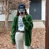 Cardigã de Tricô com Listras de Tricô Macio e Encerado de Dongdaemun da Coreia do Sul para Mulher Outono e Inverno Novo Estilo Roupa Exterior Estilo Preguiçoso Jaqueta Suéter Decote V