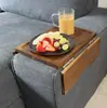 Bandeja de mesa para braço de sofá, mesa dobrável de madeira para braço de sofá, bandeja preguiçosa para braço de sofá, mesa de lanche, venda quente transfronteiriça