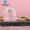 Set de botellas de vidrio de línea recta, redondas, con rayas verticales, en stock, de 30-120 ml para agua, loción y esencia, botella vacía de 30-100 g para crema facial