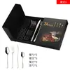 Juego de Cubiertos de Acero Inoxidable 410 para Bistec, Tenedor y Cuchara, Juego de 24 Piezas para 6 Personas, Caja de Regalo con Tenedor, Cuchara y Cuchillo