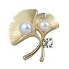 Broche de Hoja de Ginkgo con Perlas de Nuevo Estilo para Mujer, de Alta Gama, Pin de Ramillete Simple y Versátil, Pin Fijador de Ropa, Pin de Accesorio para Traje