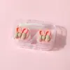 Estuche para lentes de contacto transparente tridimensional con tapa sin giro linda caja de pupila de conejito de dibujos animados caja portátil para parejas caja doble