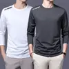 [Envio Rápido] Camiseta Masculina de Manga Longa, Roupa Íntima Masculina de Outono, Corte Amplo, Camada Base Elástica, Camiseta Masculina Estampada