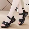 Sandálias Esportivas Populares para Mulheres 2026 Novo Verão Sola Macia Impermeável Antiderrapante Plataforma Sapatos Romanos Versáteis Sapatos de Praia
