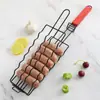 Estante Multifuncional de Hierro para Barbacoa, Jamón y Salchichas de Gran Capacidad del Fabricante, Soporte de Parrilla Anti-quemaduras para Camping al Aire Libre