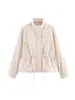 Jaqueta versátil de gola alta com cordão, estilo europeu e americano, soltinha, para comércio exterior transfronteiriço, top casual estilo trench coat americano para mulheres