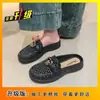 Chinelo Casual de Praia Antiderrapante de Sola Macia para Uso Externo, Sandálias Femininas Meio-Pacote Modernas e Versáteis 2025 Verão e Outono Novo Estilo