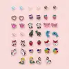 Amazon Lindo Conjunto de Pendientes de Animales de Aleación de Nicho Pendientes de Corazón Oso Conejo Exquisitos Pendientes Pequeños para Mujer