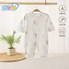 Macacão fino de algodão puro sem ossos para verão, manga longa para bebê, roupa para ar condicionado, desenho animado, sem ossos, respirável