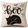 Funda de Almohada Halloween Calabaza Divertida Transfronteriza Amazon Estampado de Lino Funda Decorativa para Cojín de Sofá del Hogar