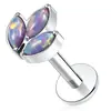 Titanio G23 Zirconia de Tres Garras Labret Roscado Interno Barra Recta Stud de Fondo Plano Joyería para Oreja F136 Stud para Hélice de la Oreja Stud Geométrico Simple para Oreja