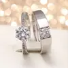 Anillo de Diamante Sintético de Seis Garras para Mujer, Anillo de Pareja Sencillo y de Moda Estilo Zirconia, Anillo Ajustable para Propuesta de Boda, Lujo Ligero al por Mayor